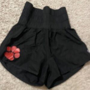 Champion Black Athletic Shorts with Red Paw Print